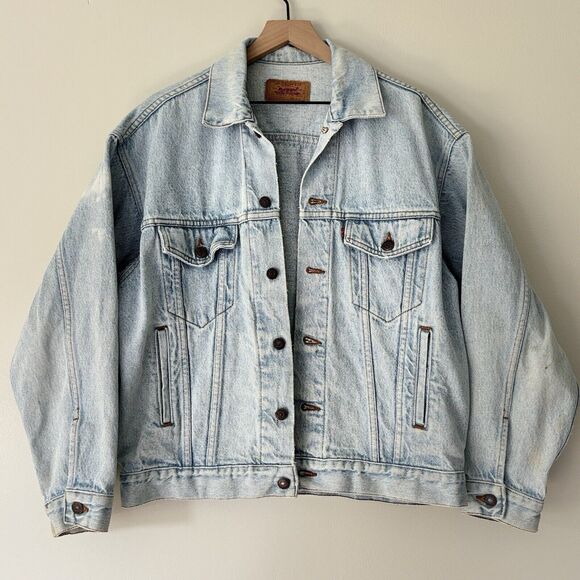 Vtg 90s LEVIS 507 Type-3 Denim Jacket Size Medium Faded Medium 80s USA - Picture 1 of 16